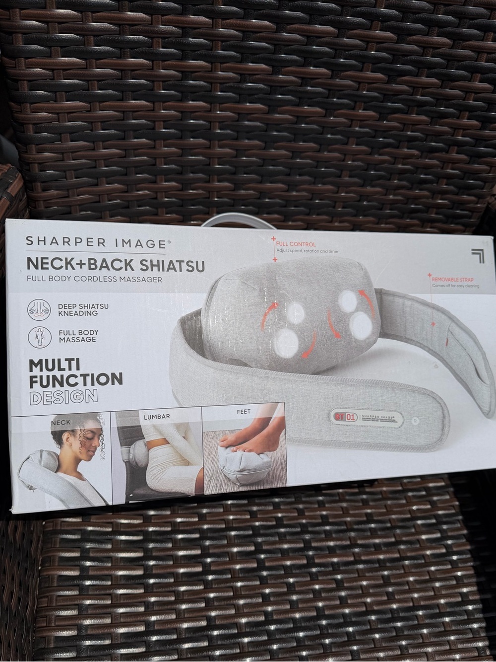 Sharper Image White Rechargeable Shiatsu Massager Box